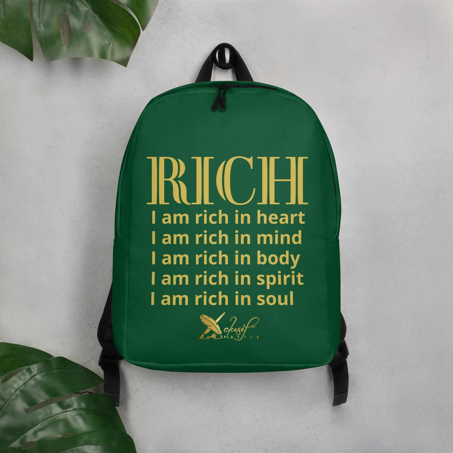 RICH BY XCLUSIF POETIX FOREST GREEN & GOLD Minimalist Backpack