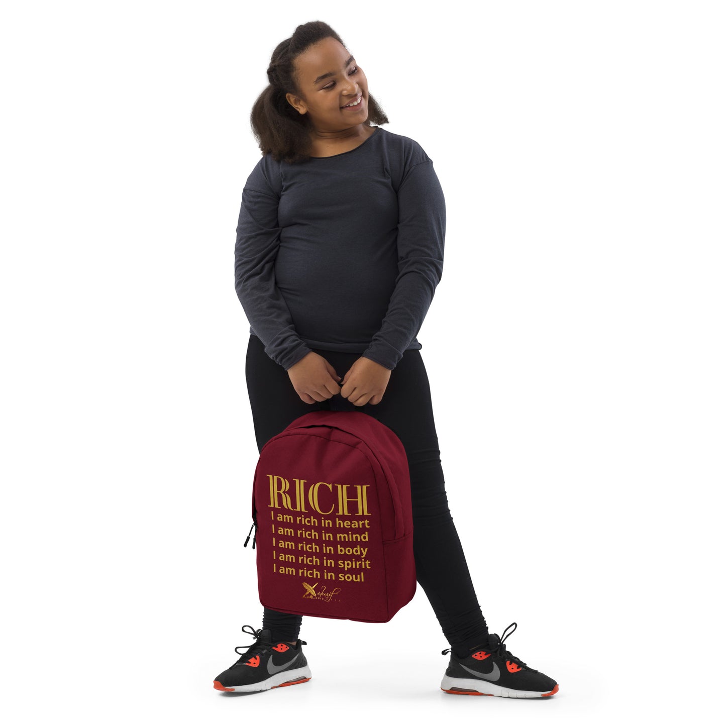 RICH BY XCLUSIF POETIX BURGUNDY & GOLD Minimalist Backpack