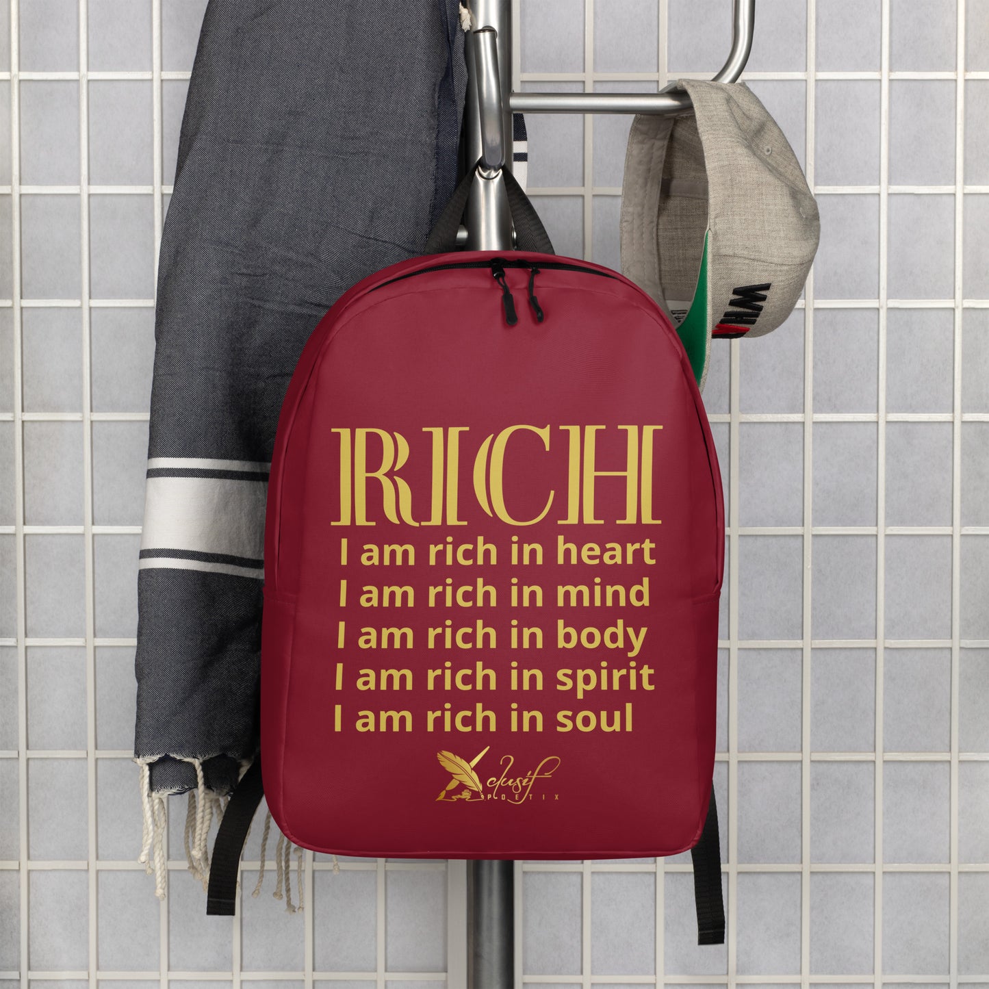 RICH BY XCLUSIF POETIX BURGUNDY & GOLD Minimalist Backpack