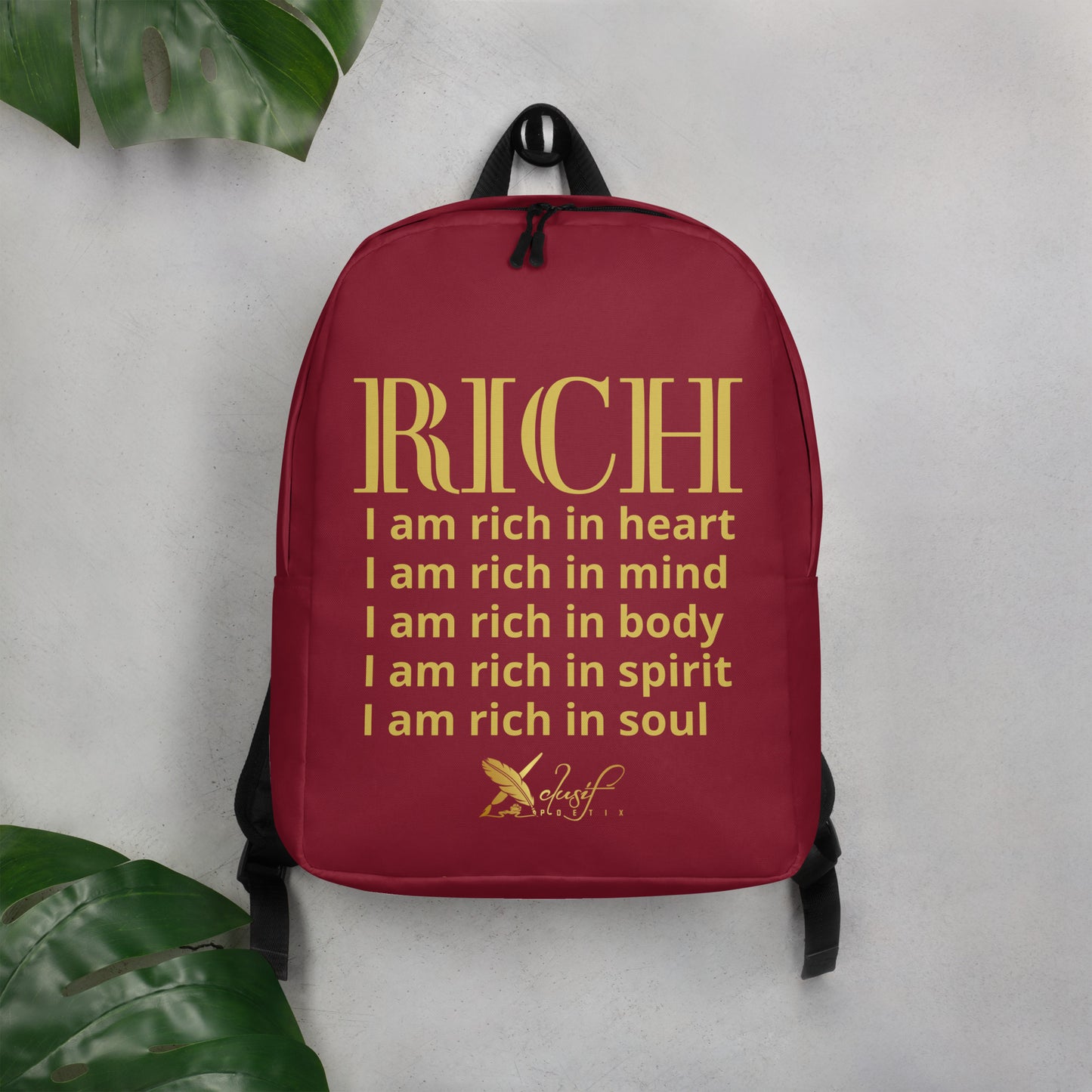 RICH BY XCLUSIF POETIX BURGUNDY & GOLD Minimalist Backpack