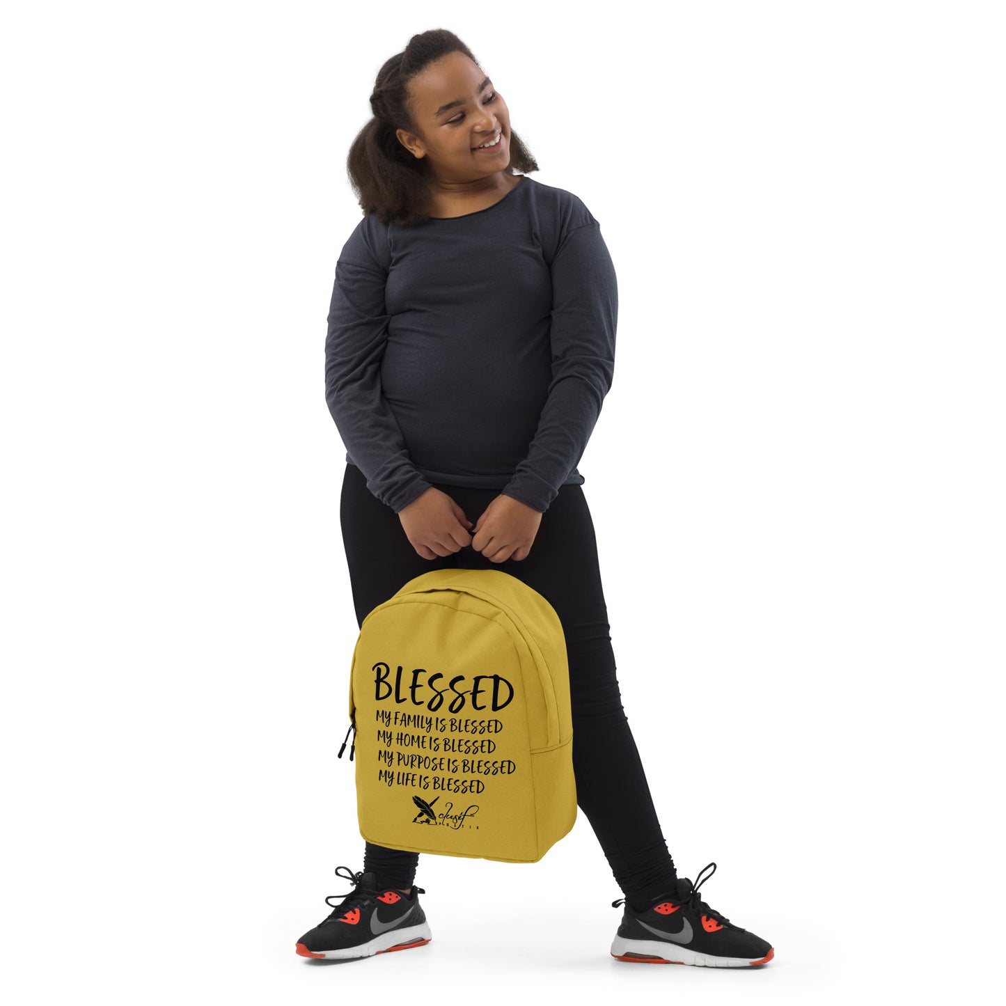 BLESSED BY XCLUSIF POETIX GOLD & BLACK Minimalist Backpack