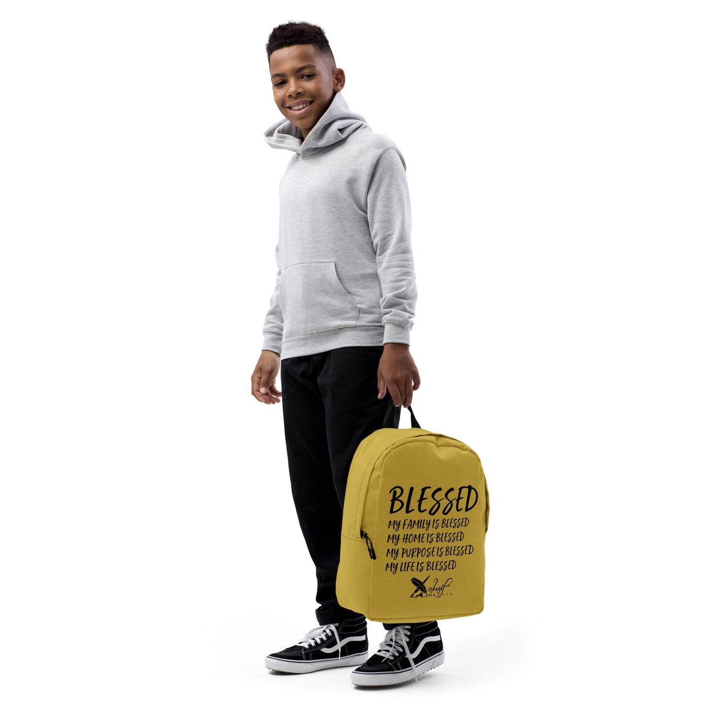 BLESSED BY XCLUSIF POETIX GOLD & BLACK Minimalist Backpack