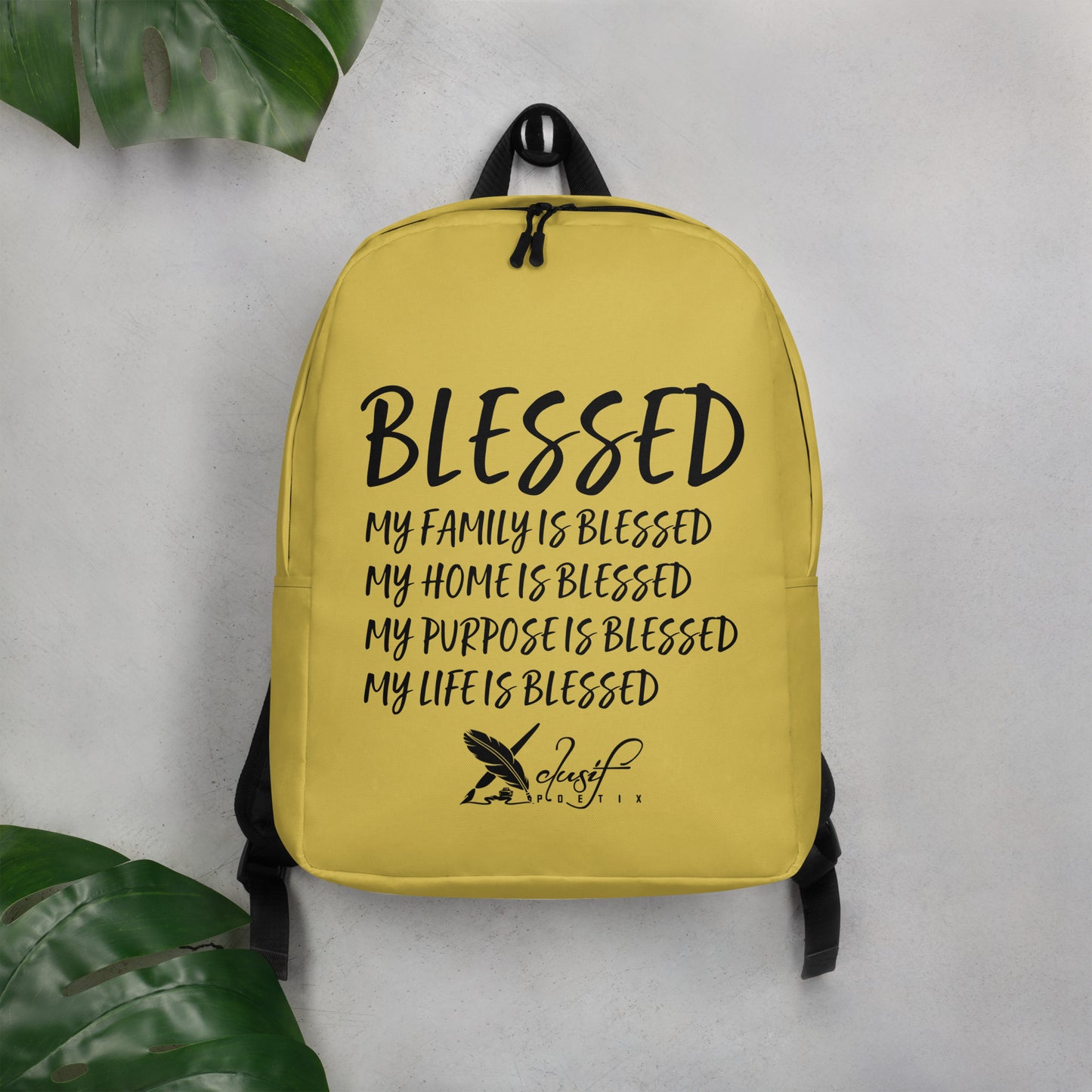 BLESSED BY XCLUSIF POETIX GOLD & BLACK Minimalist Backpack