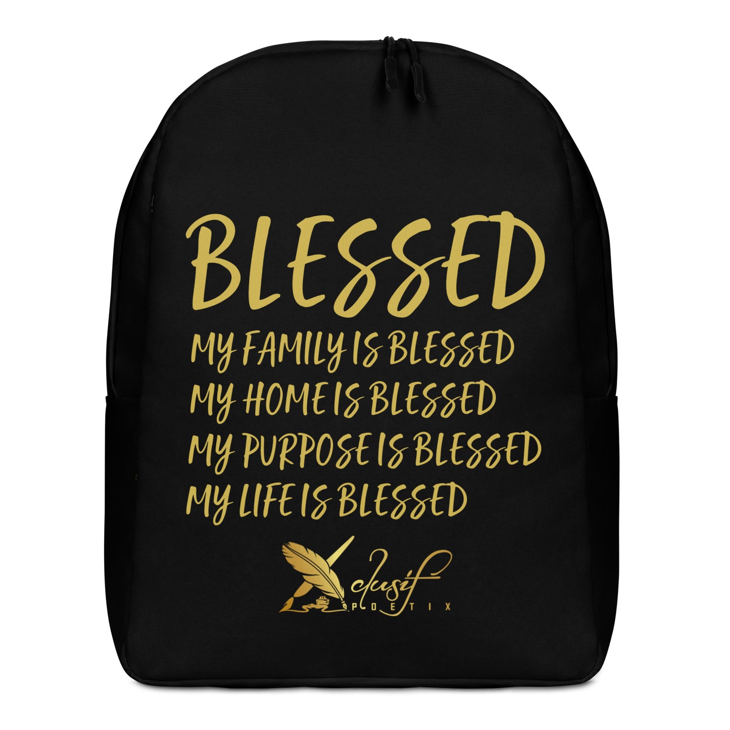 BLESSED BY XCLUSIF POETIX BLACK & GOLD Minimalist Backpack