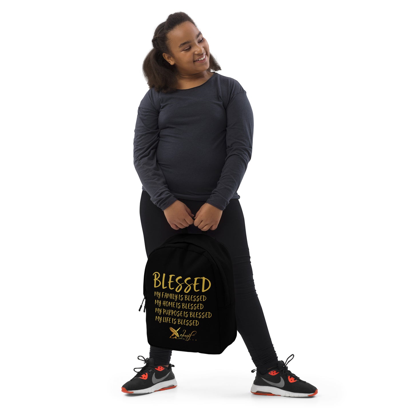 BLESSED BY XCLUSIF POETIX BLACK & GOLD Minimalist Backpack