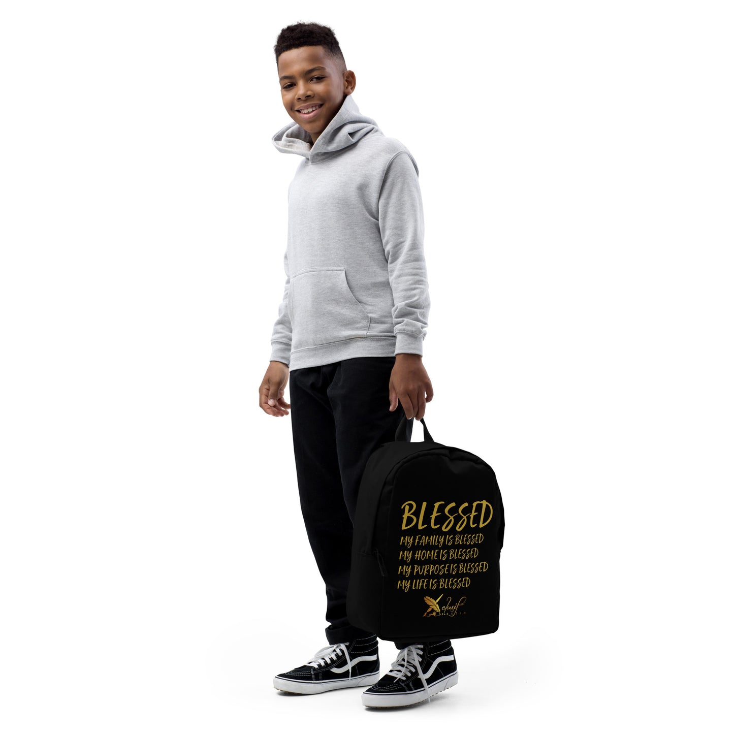 BLESSED BY XCLUSIF POETIX BLACK & GOLD Minimalist Backpack