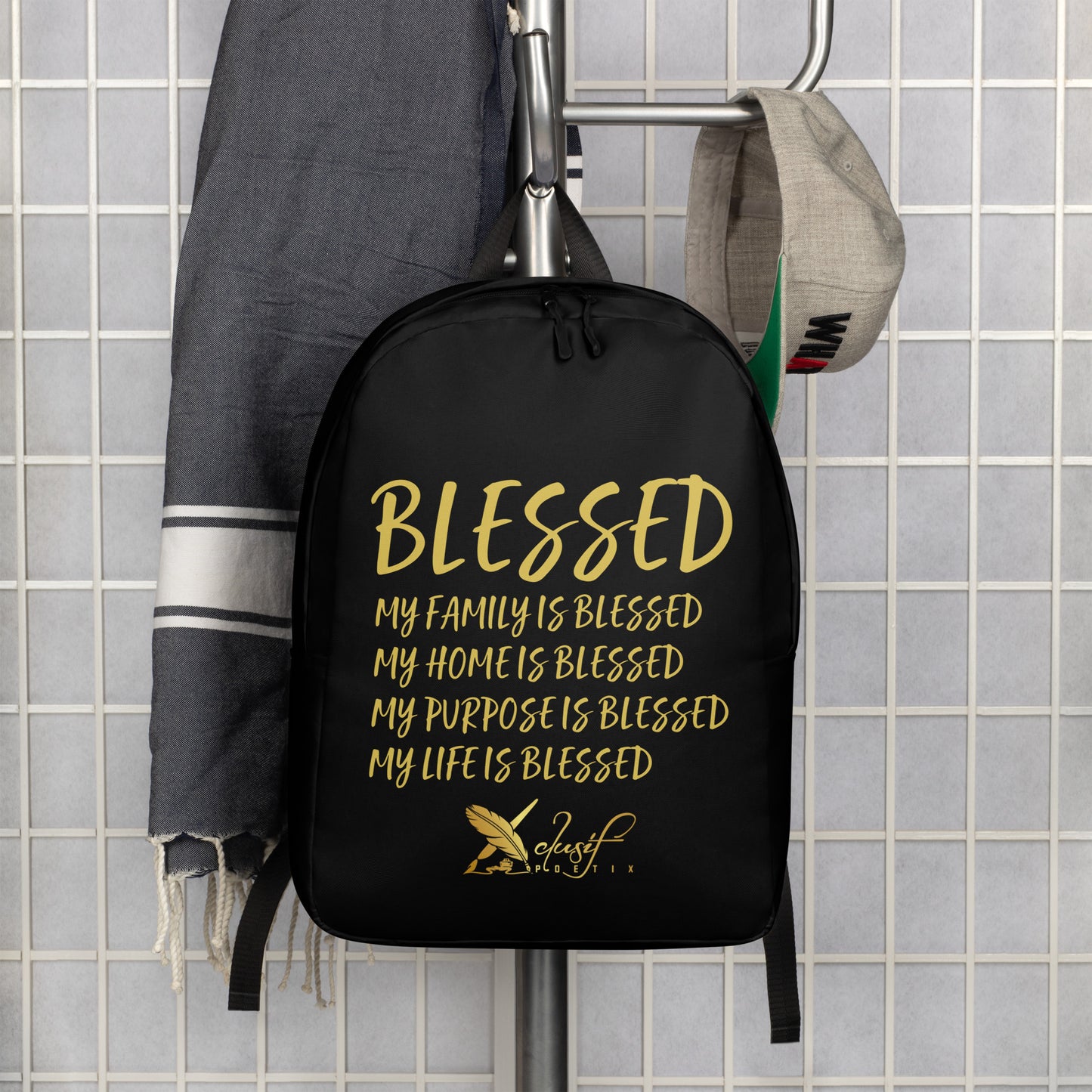 BLESSED BY XCLUSIF POETIX BLACK & GOLD Minimalist Backpack