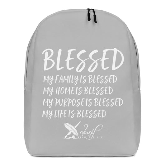 BLESSED BY XCLUSIF POETIX SILVER & WHITE Minimalist Backpack