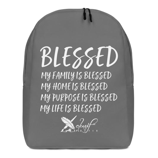 BLESSED BY XCLUSIF POETIX GREY & WHITE Minimalist Backpack