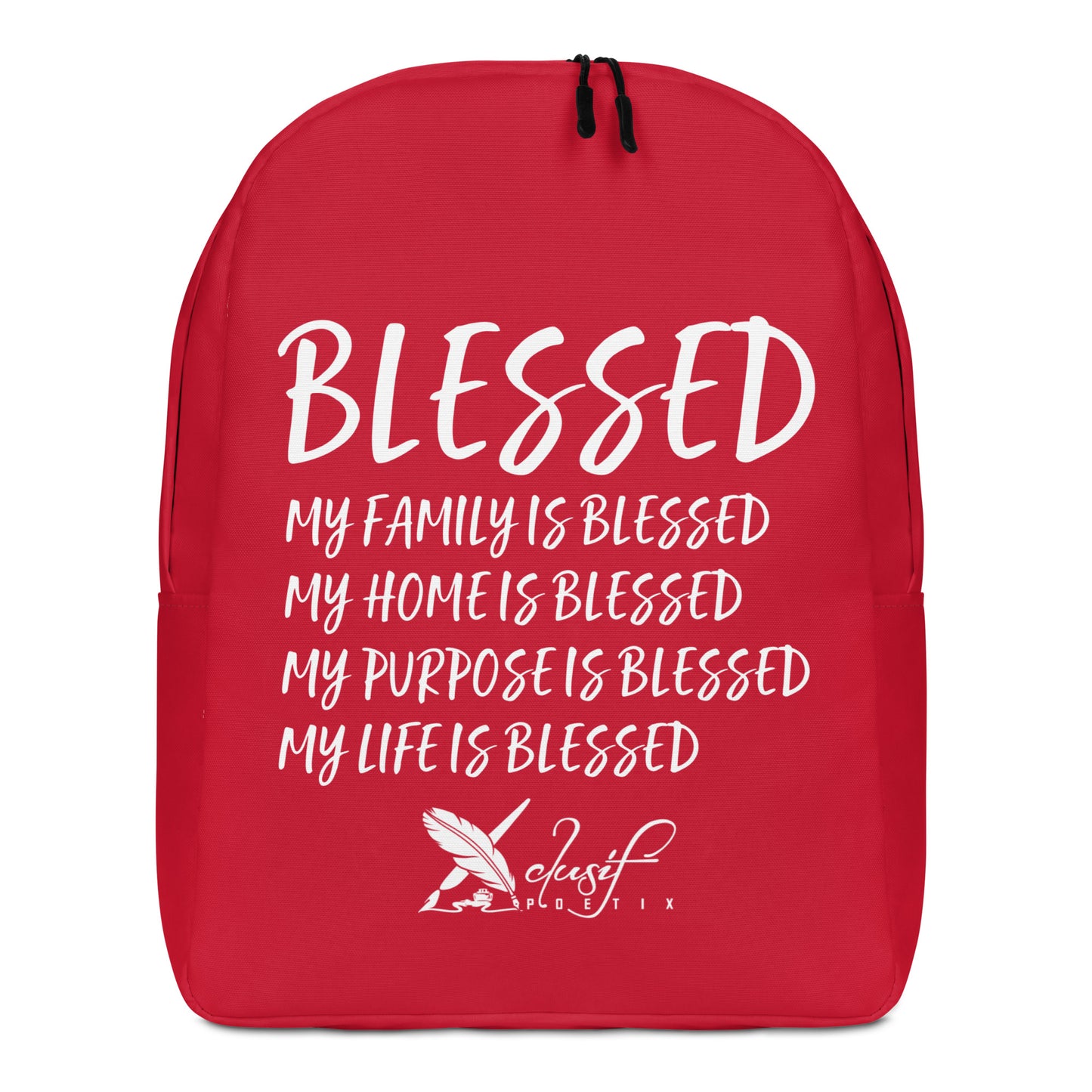 BLESSED BY XCLUSIF POETIX RED & WHITE Minimalist Backpack