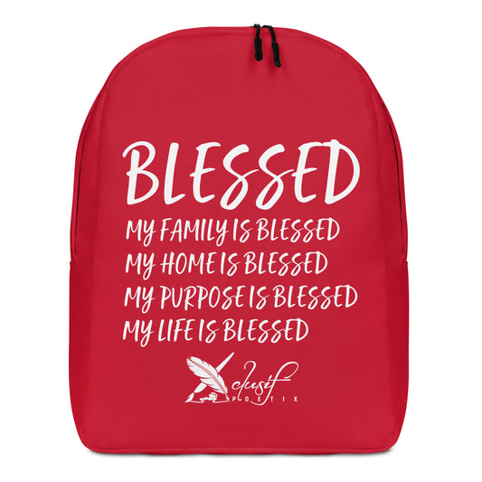 BLESSED BY XCLUSIF POETIX RED & WHITE Minimalist Backpack