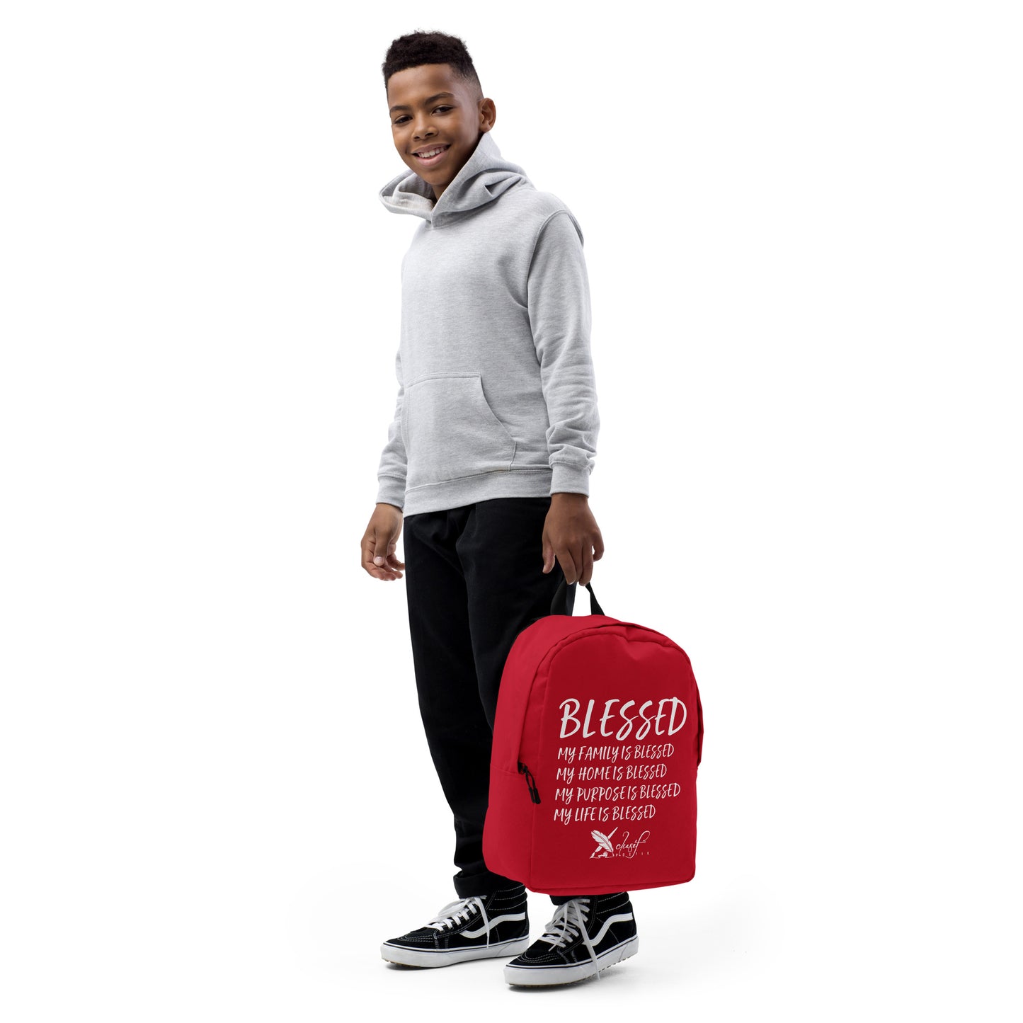 BLESSED BY XCLUSIF POETIX RED & WHITE Minimalist Backpack