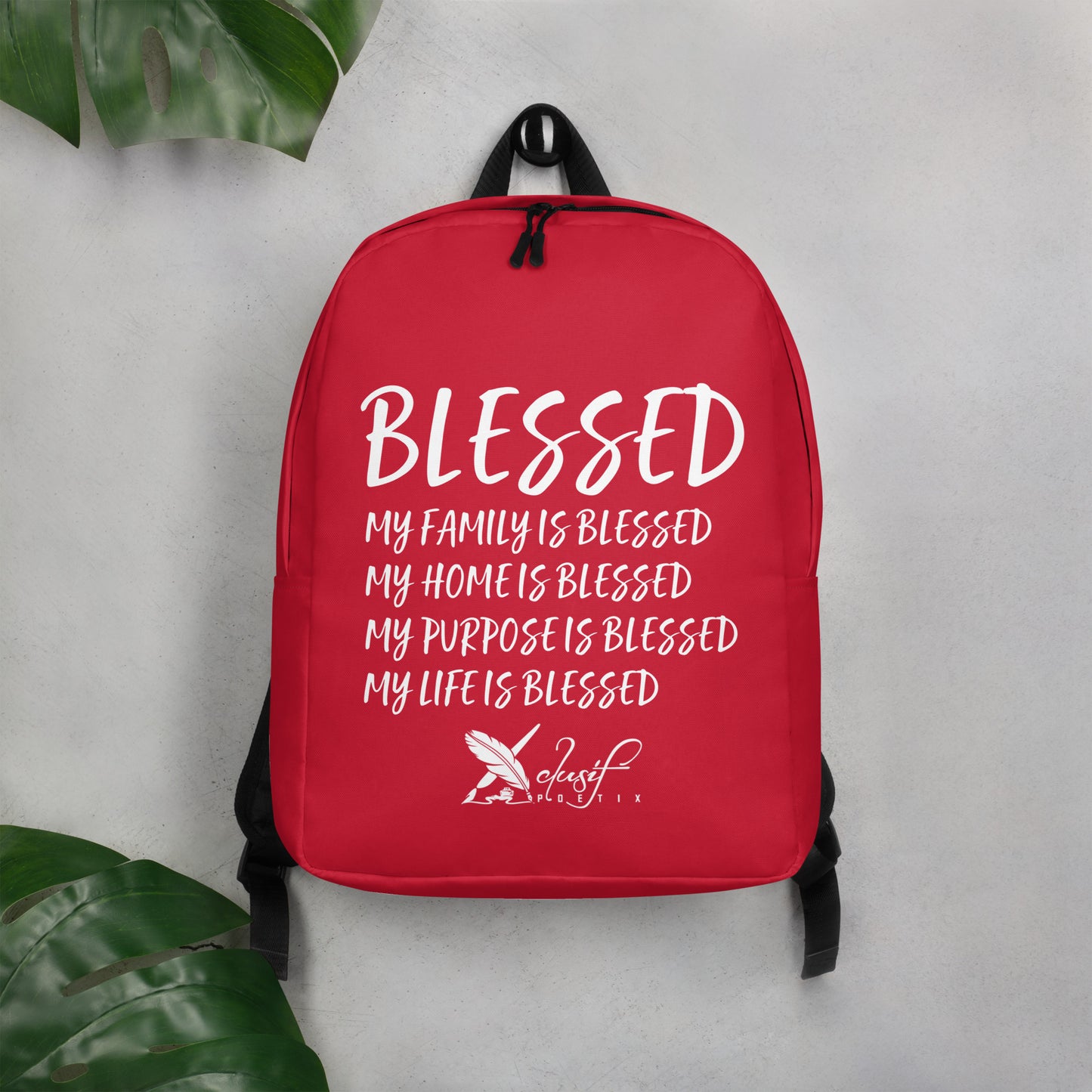 BLESSED BY XCLUSIF POETIX RED & WHITE Minimalist Backpack