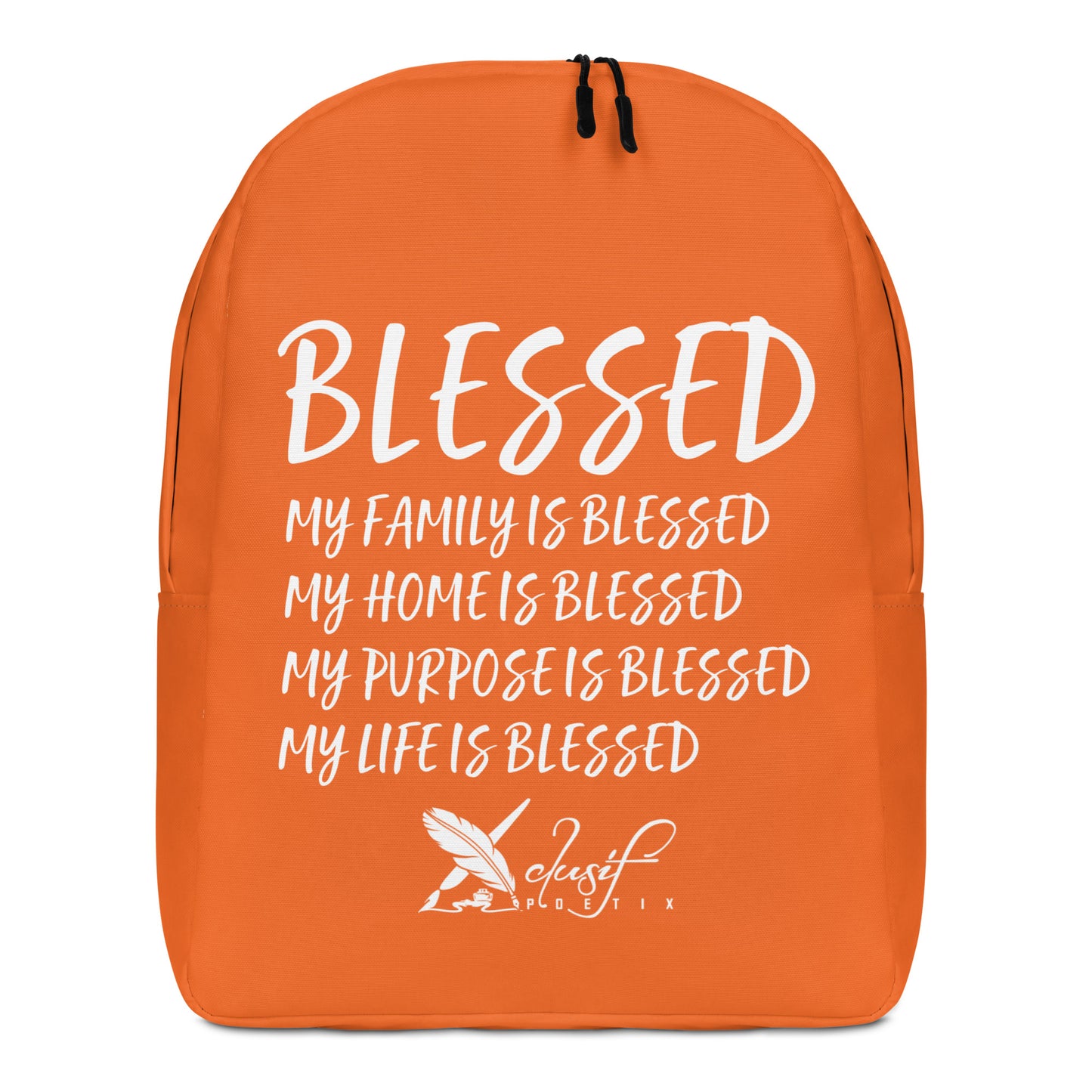 BLESSED BY XCLUSIF POETIX ORANGE & WHITE Minimalist Backpack