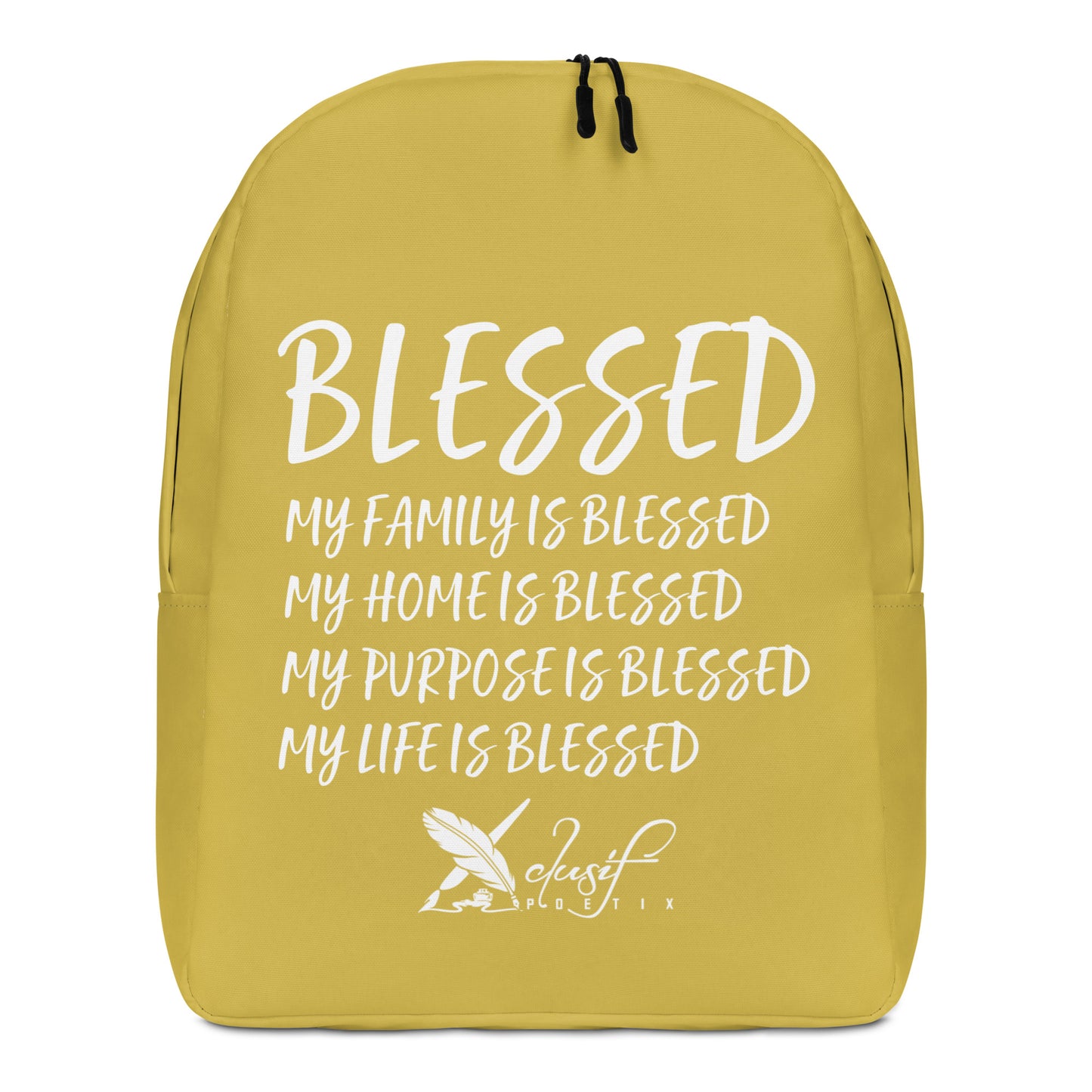 BLESSED BY XCLUSIF POETIX GOLD & WHITE Minimalist Backpack