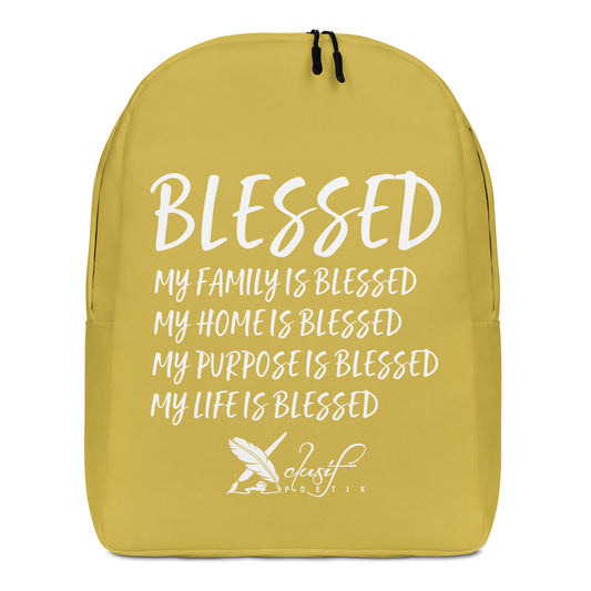 BLESSED BY XCLUSIF POETIX GOLD & WHITE Minimalist Backpack