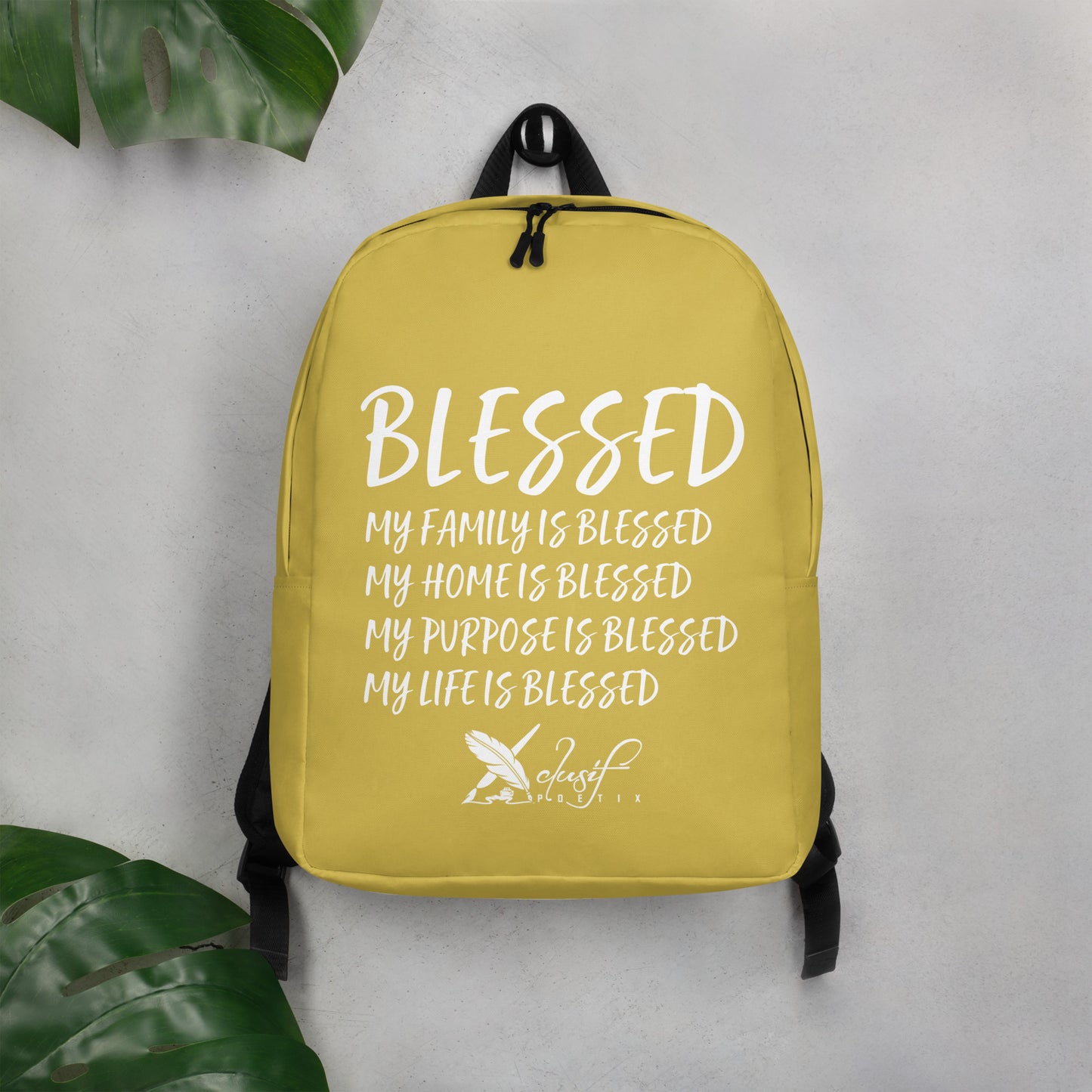 BLESSED BY XCLUSIF POETIX GOLD & WHITE Minimalist Backpack