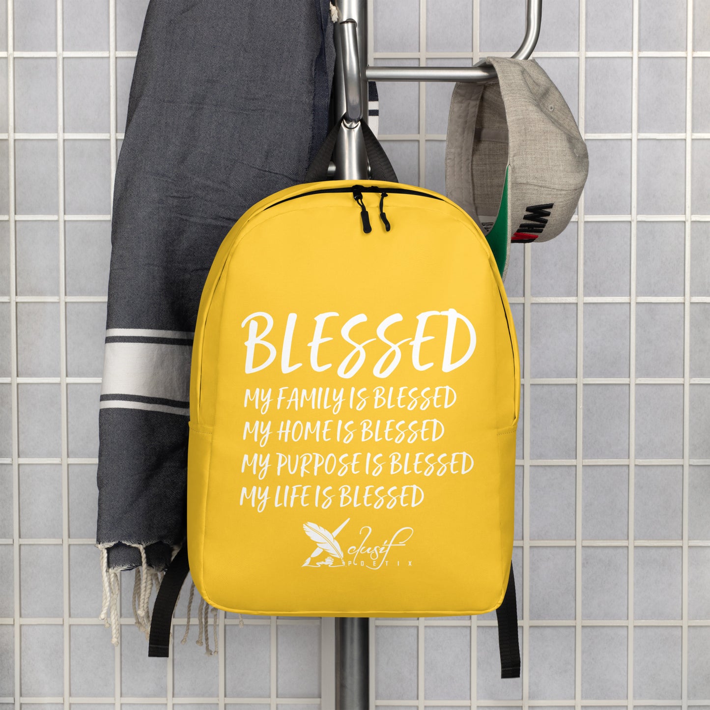 BLESSED BY XCLUSIF POETIX YELLOW & WHITE Minimalist Backpack