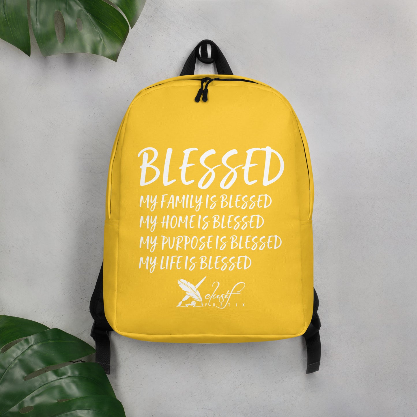 BLESSED BY XCLUSIF POETIX YELLOW & WHITE Minimalist Backpack