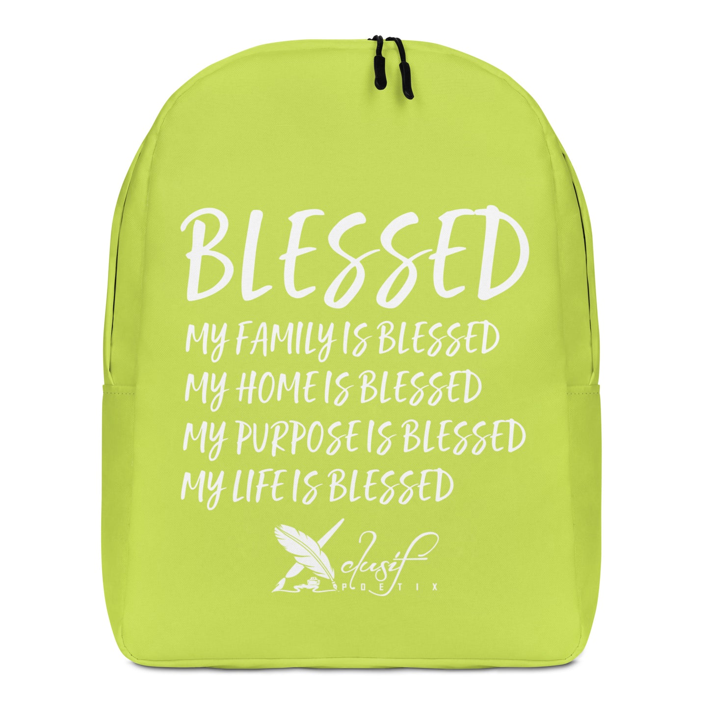 BLESSED BY XCLUSIF POETIX LIGHT GREEN & WHITE Minimalist Backpack