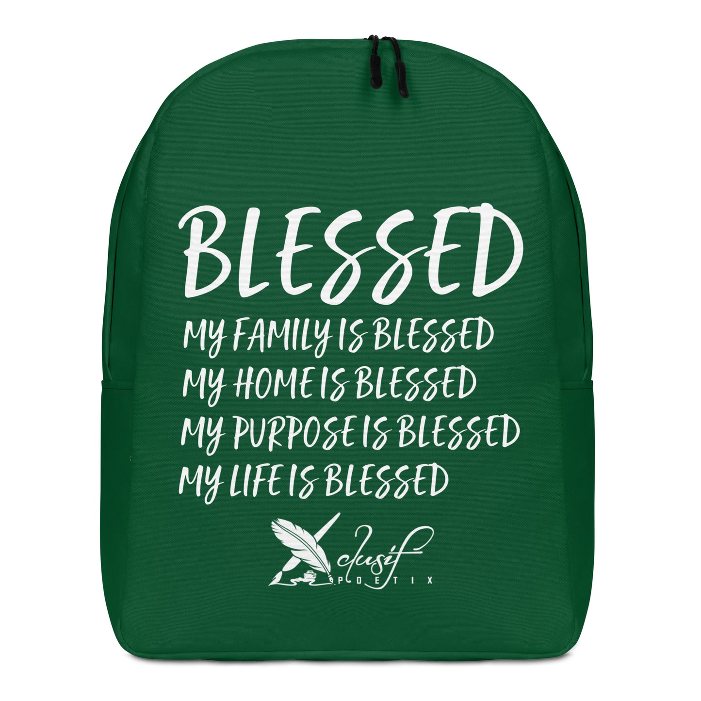 BLESSED BY XCLUSIF POETIX FOREST GREEN & WHITE Minimalist Backpack