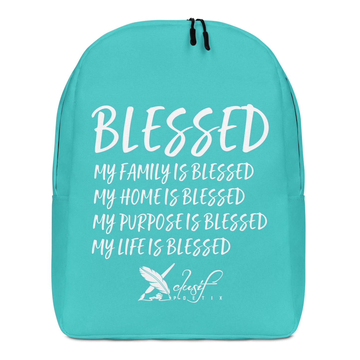 BLESSED BY XCLUSIF POETIX TURQUOISE & WHITE Minimalist Backpack