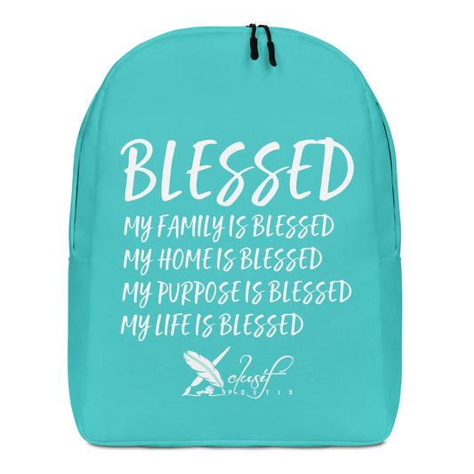 BLESSED BY XCLUSIF POETIX TURQUOISE & WHITE Minimalist Backpack