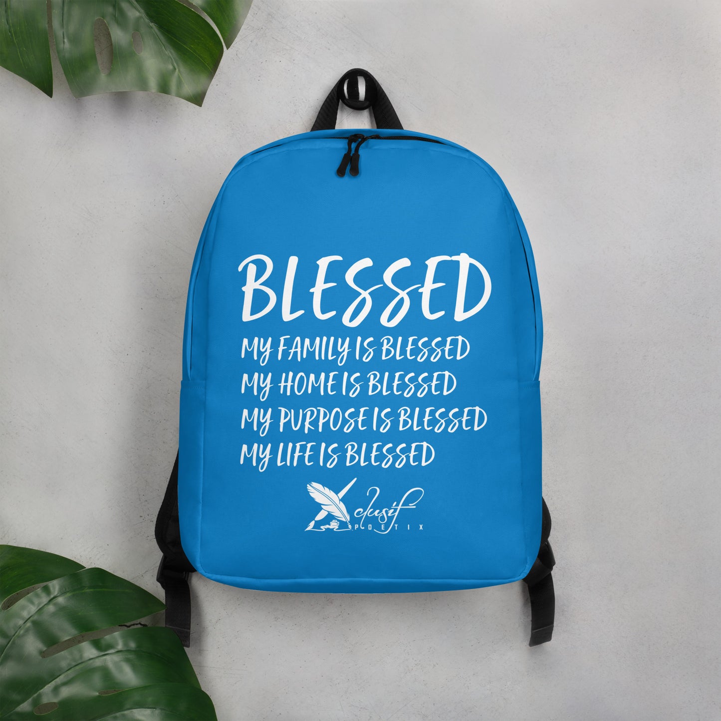 BLESSED BY XCLUSIF POETIX BLUE & WHITE Minimalist Backpack