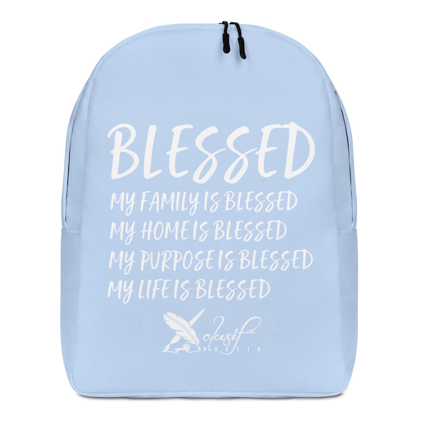 BLESSED BY XCLUSIF POETIX LIGHT BLUE & WHITE Minimalist Backpack