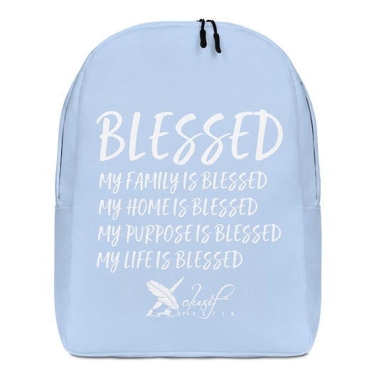 BLESSED BY XCLUSIF POETIX LIGHT BLUE & WHITE Minimalist Backpack