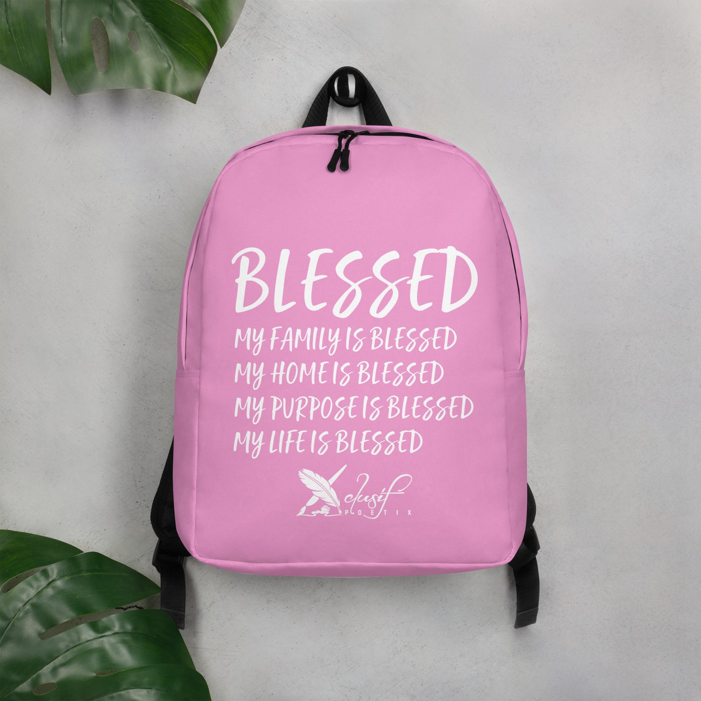 BLESSED BY XCLUSIF POETIX LAVENDER & WHITE Minimalist Backpack