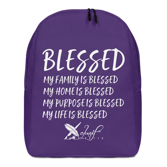 BLESSED BY XCLUSIF POETIX PURPLE & WHITE Minimalist Backpack