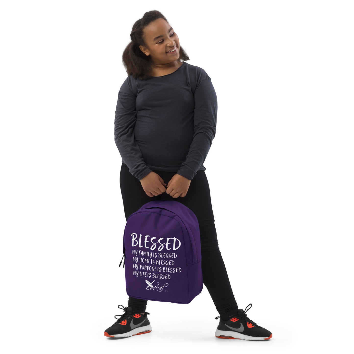 BLESSED BY XCLUSIF POETIX PURPLE & WHITE Minimalist Backpack