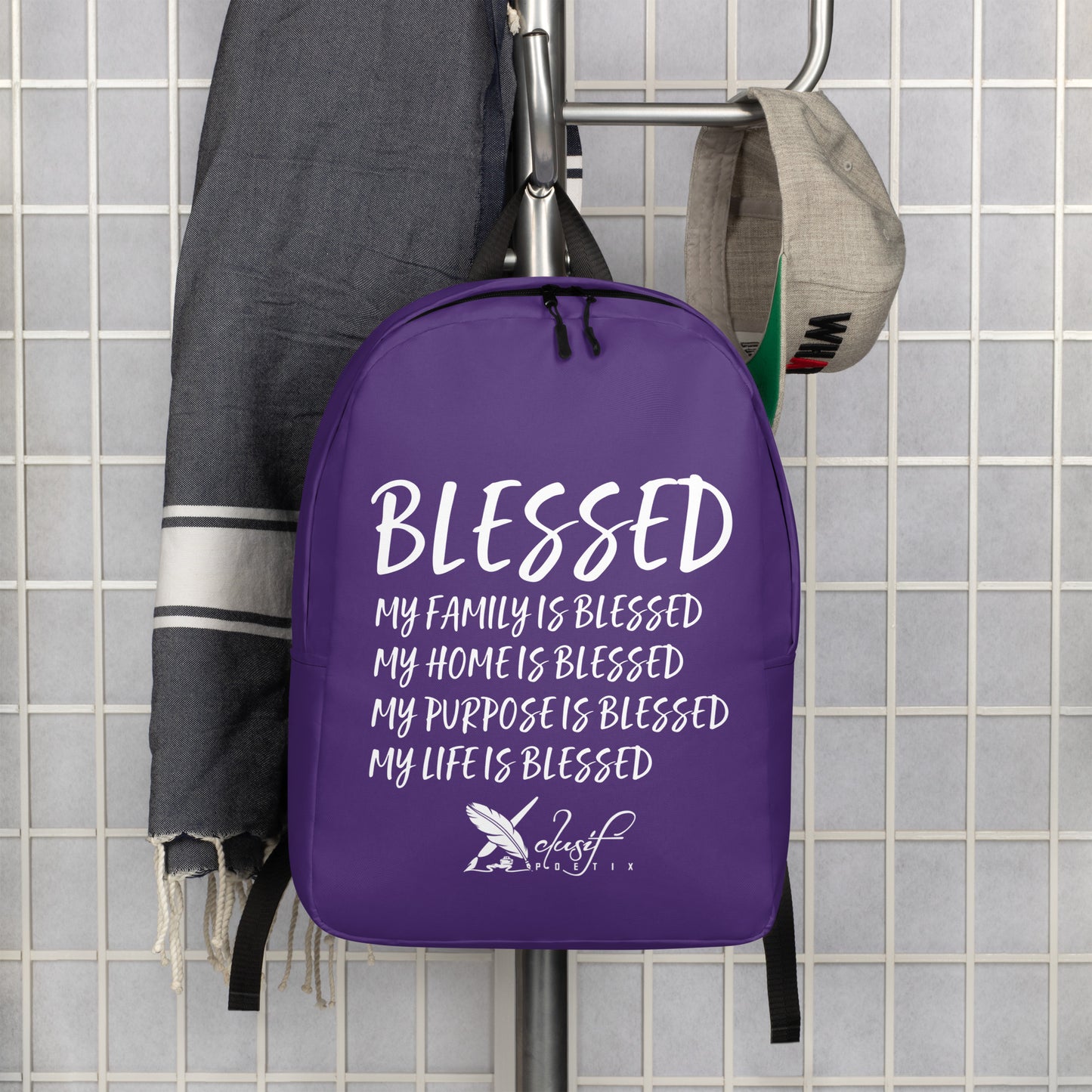 BLESSED BY XCLUSIF POETIX PURPLE & WHITE Minimalist Backpack