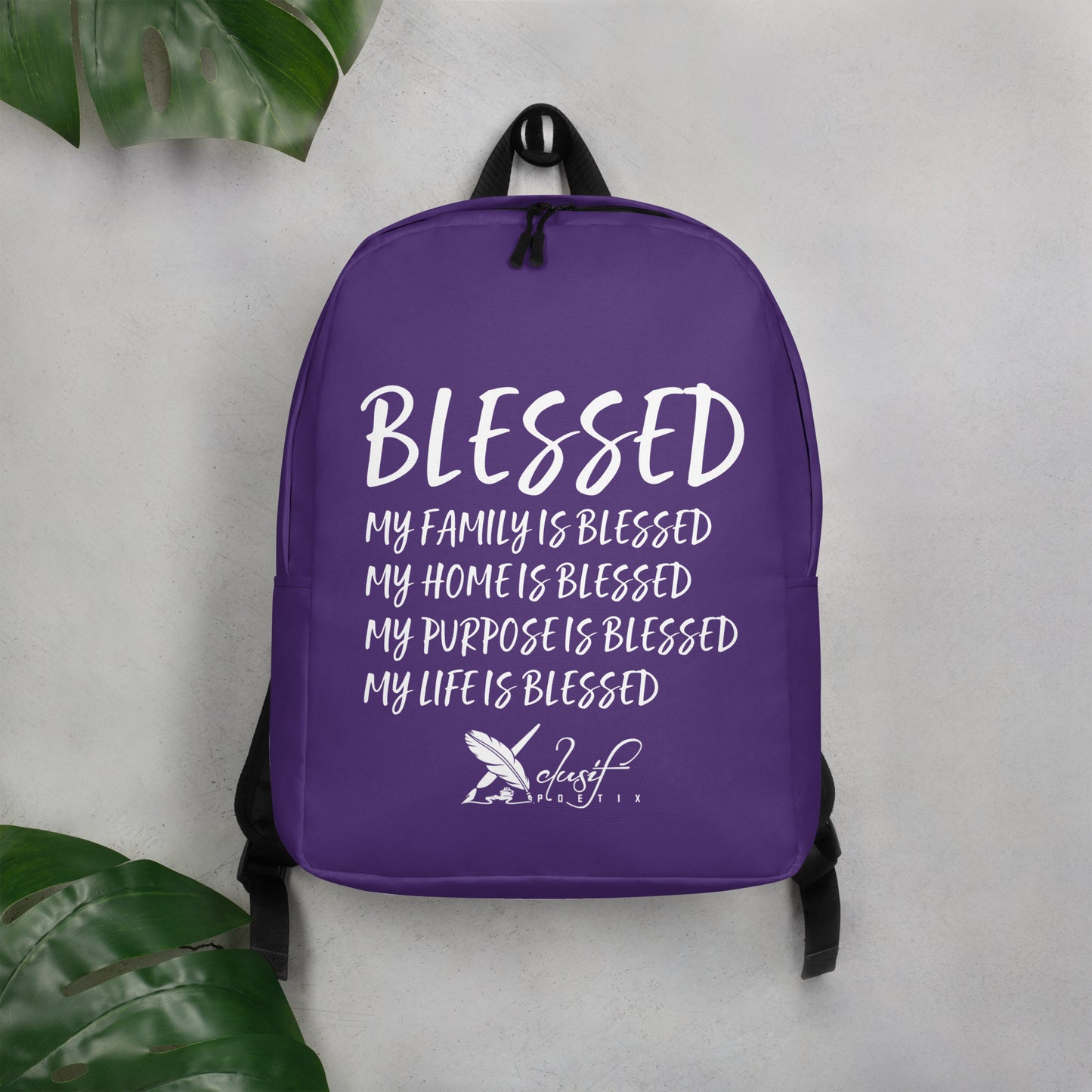 BLESSED BY XCLUSIF POETIX PURPLE & WHITE Minimalist Backpack