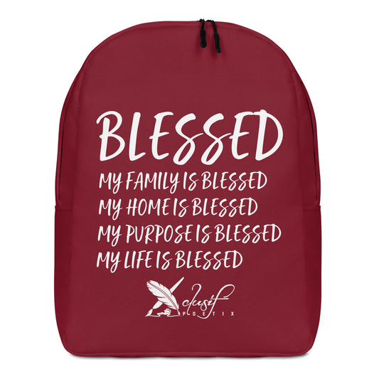 BLESSED BY XCLUSIF POETIX BURGUNDY & WHITE Minimalist Backpack