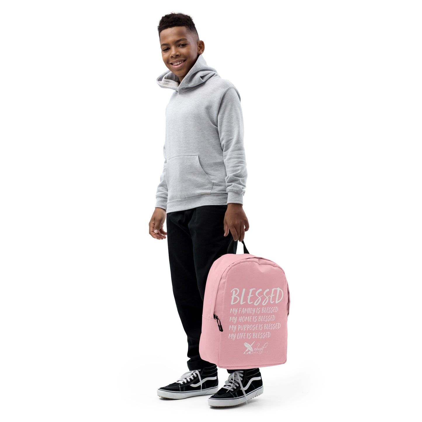 BLESSED BY XCLUSIF POETIX PINK & WHITE Minimalist Backpack