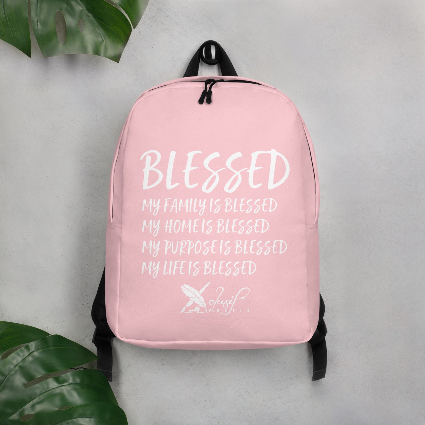 BLESSED BY XCLUSIF POETIX PINK & WHITE Minimalist Backpack