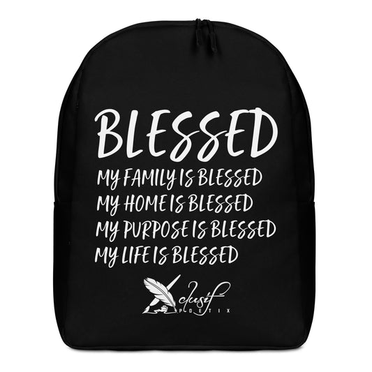 BLESSED BY XCLUSIF POETIX BLACK & WHITE Minimalist Backpack