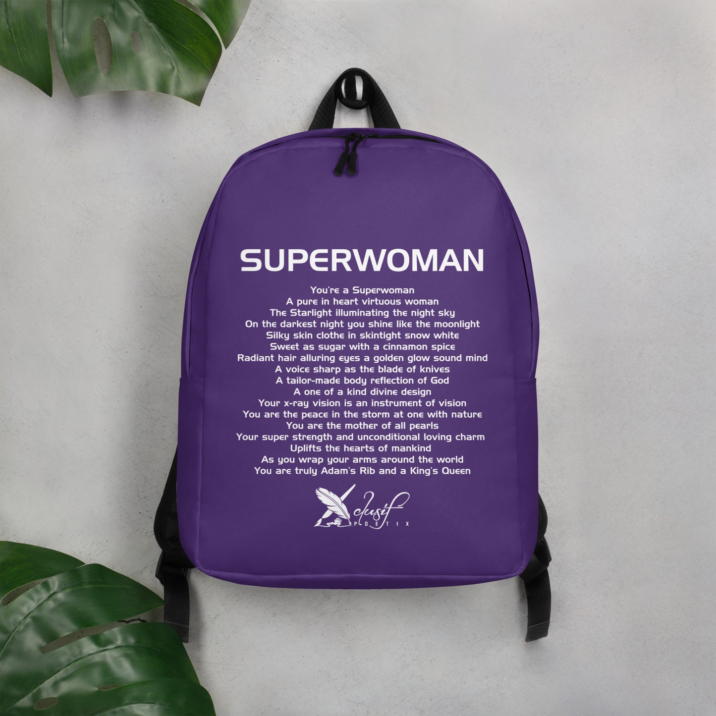 SUPERWOMAN BY XCLUSIF POETIX PURPLE & WHITE Minimalist Backpack