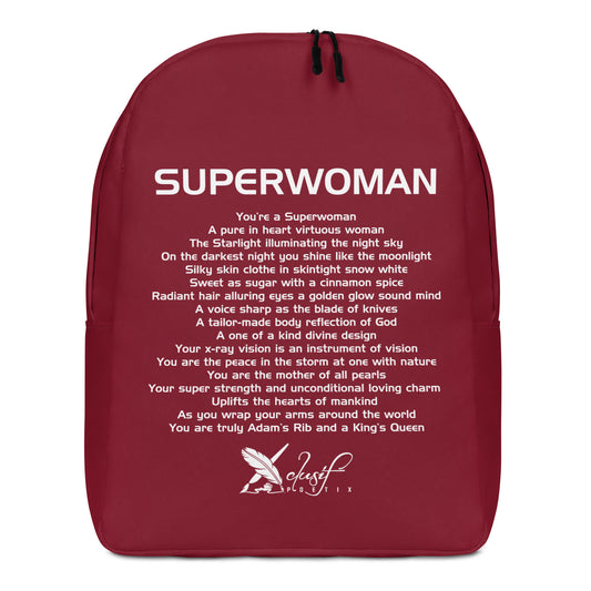 SUPERWOMAN BY XCLUSIF POETIX BURGUNDY & WHITE Minimalist Backpack