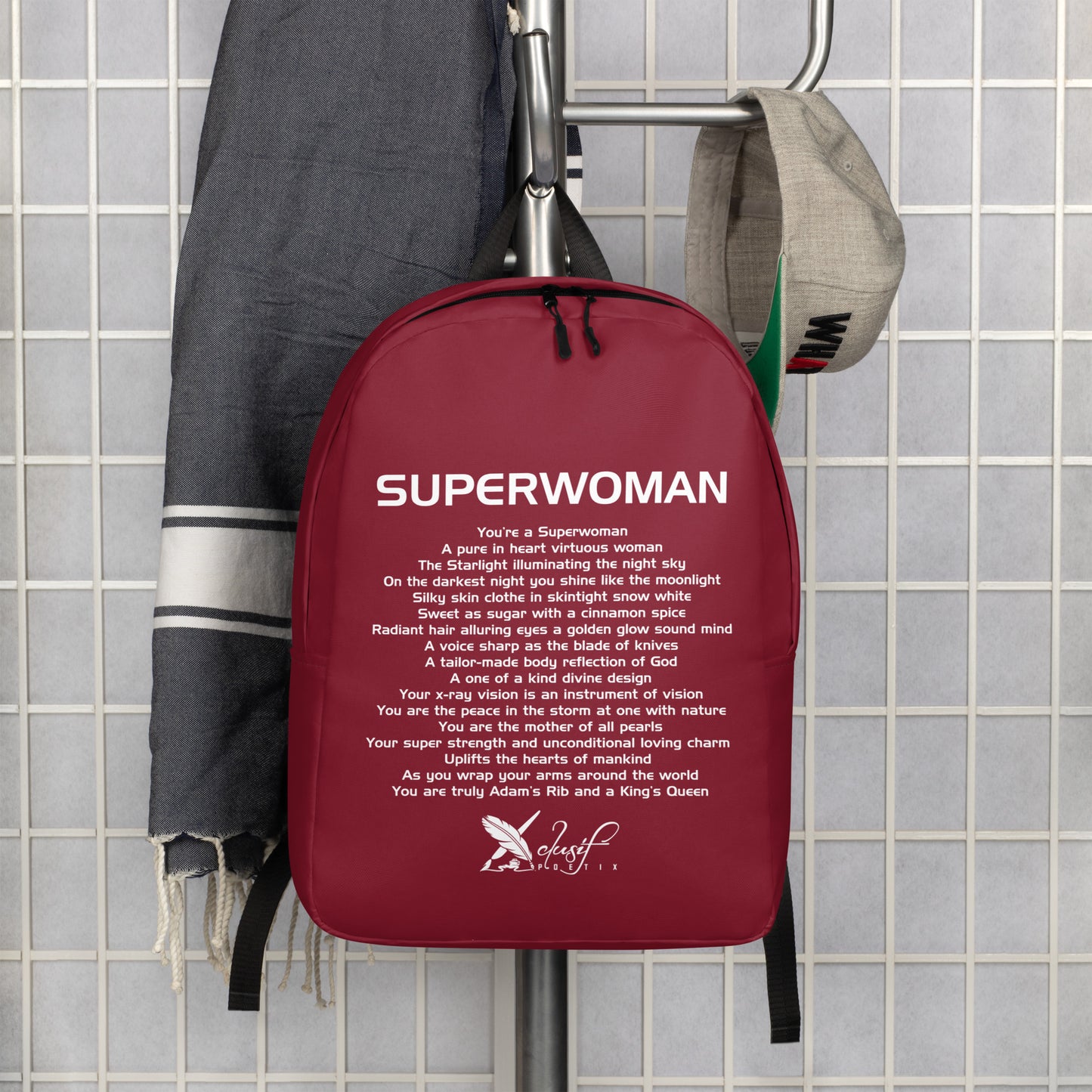 SUPERWOMAN BY XCLUSIF POETIX BURGUNDY & WHITE Minimalist Backpack