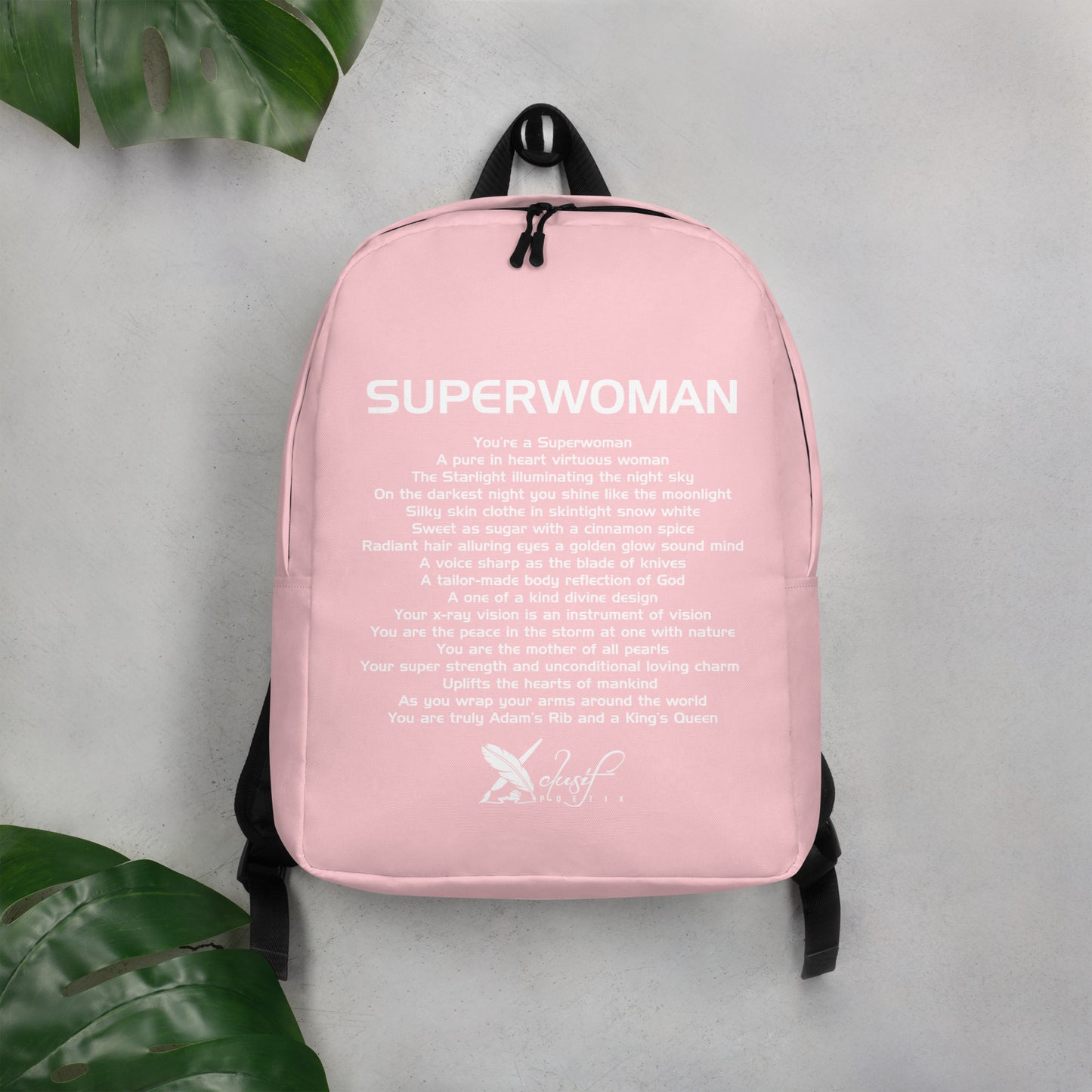 SUPERWOMAN BY XCLUSIF POETIX PINK & WHITE Minimalist Backpack