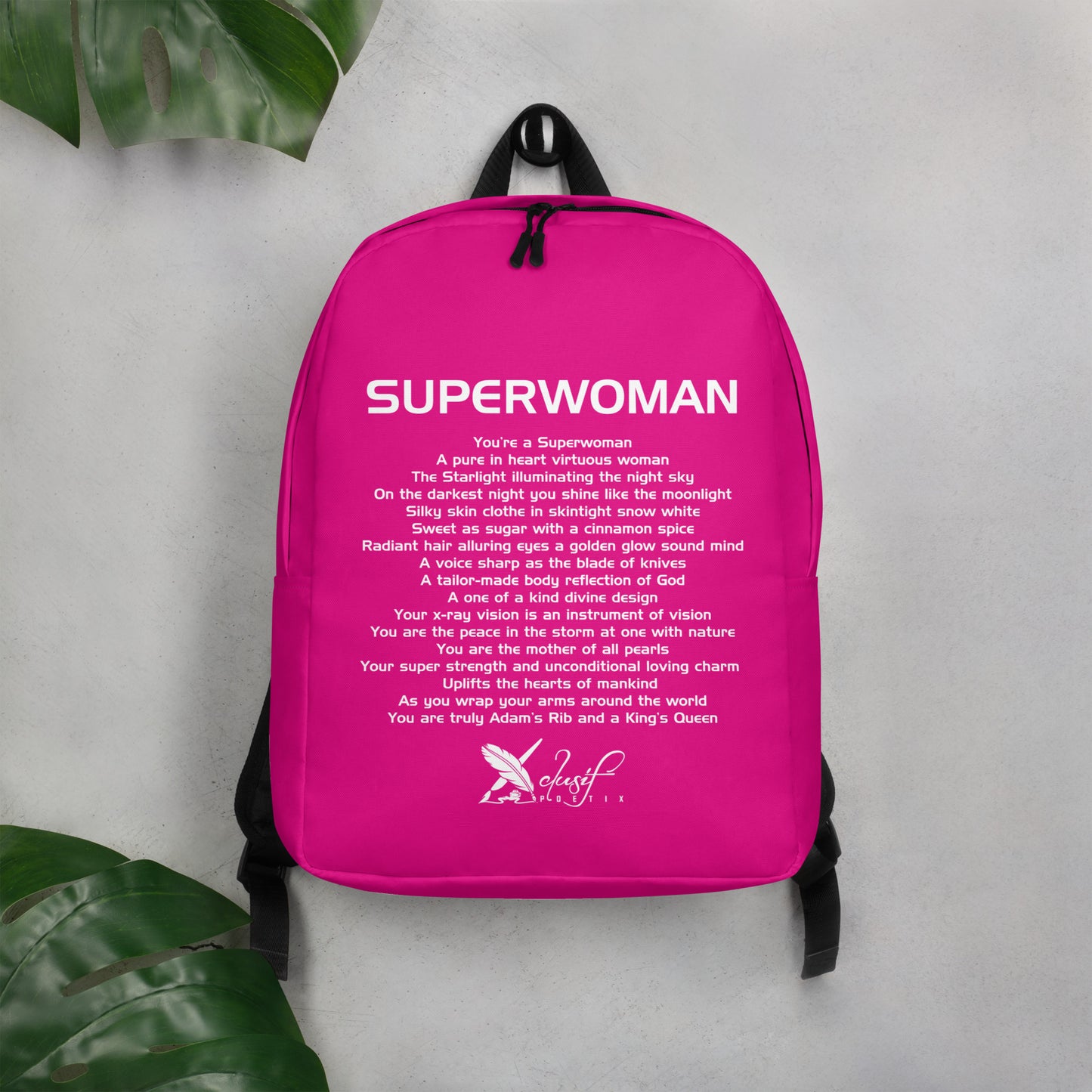 SUPERWOMAN BY XCLUSIF POETIX HOT PINK & WHITE Minimalist Backpack