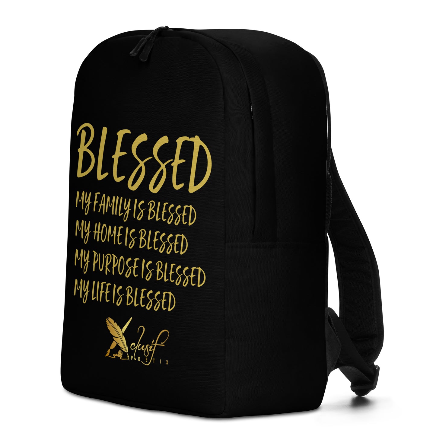 BLESSED BY XCLUSIF POETIX BLACK & GOLD Minimalist Backpack