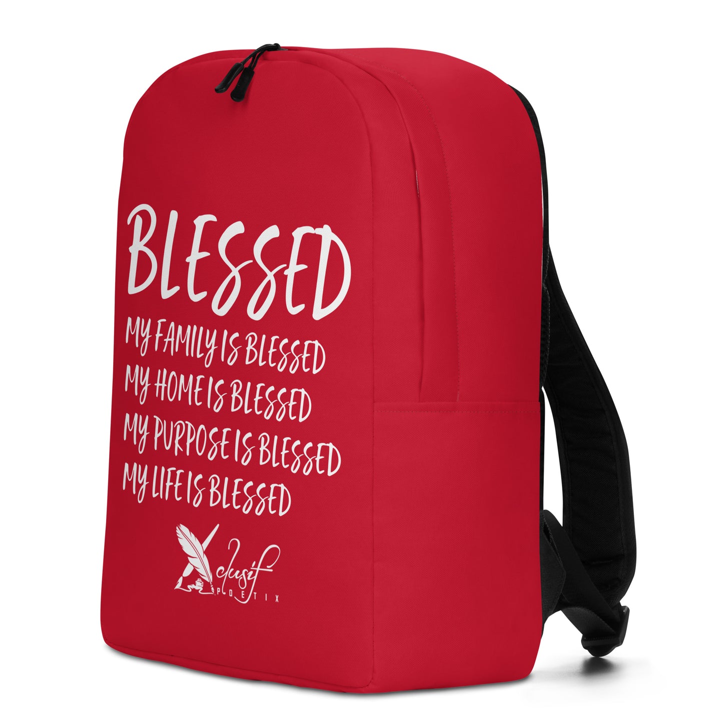 BLESSED BY XCLUSIF POETIX RED & WHITE Minimalist Backpack