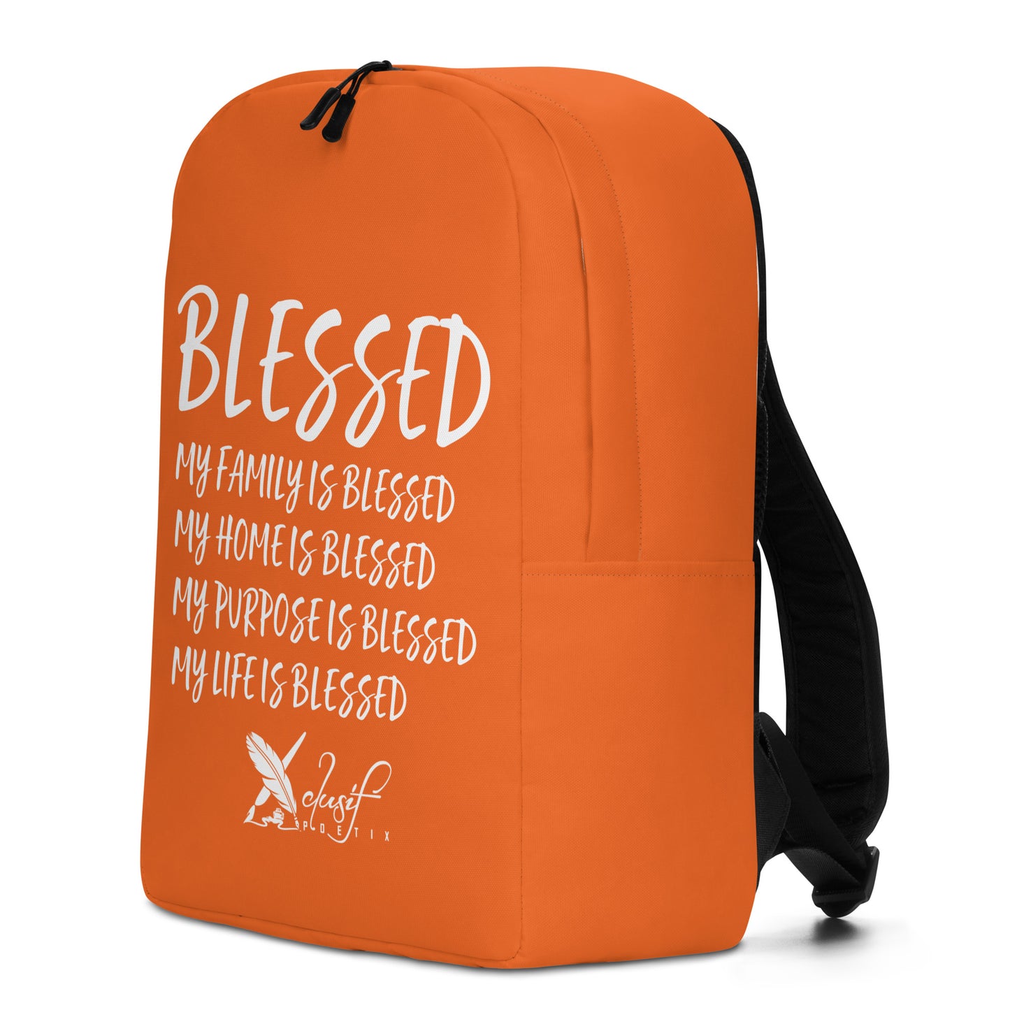 BLESSED BY XCLUSIF POETIX ORANGE & WHITE Minimalist Backpack