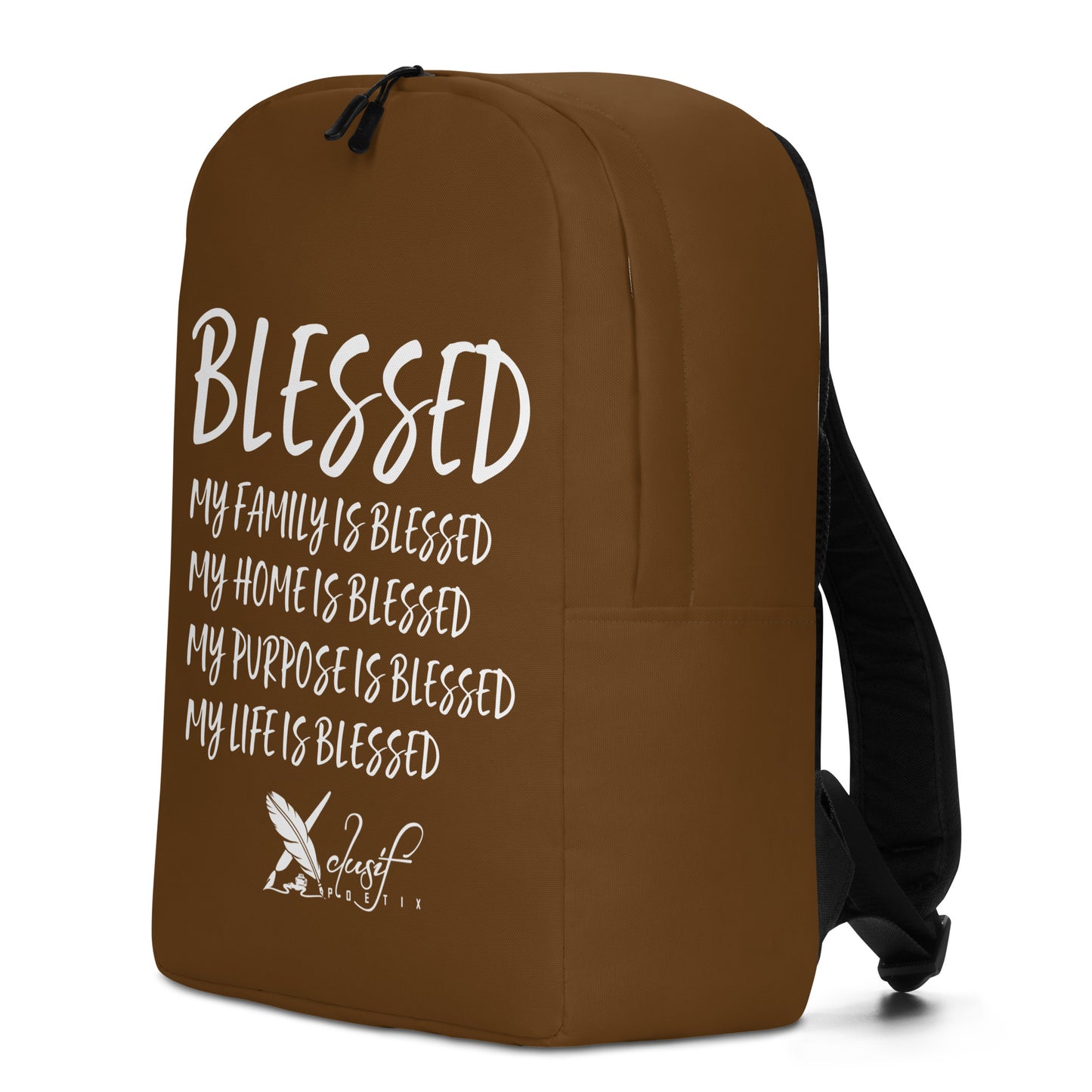 BLESSED BY XCLUSIF POETIX BROWN & WHITE Minimalist Backpack