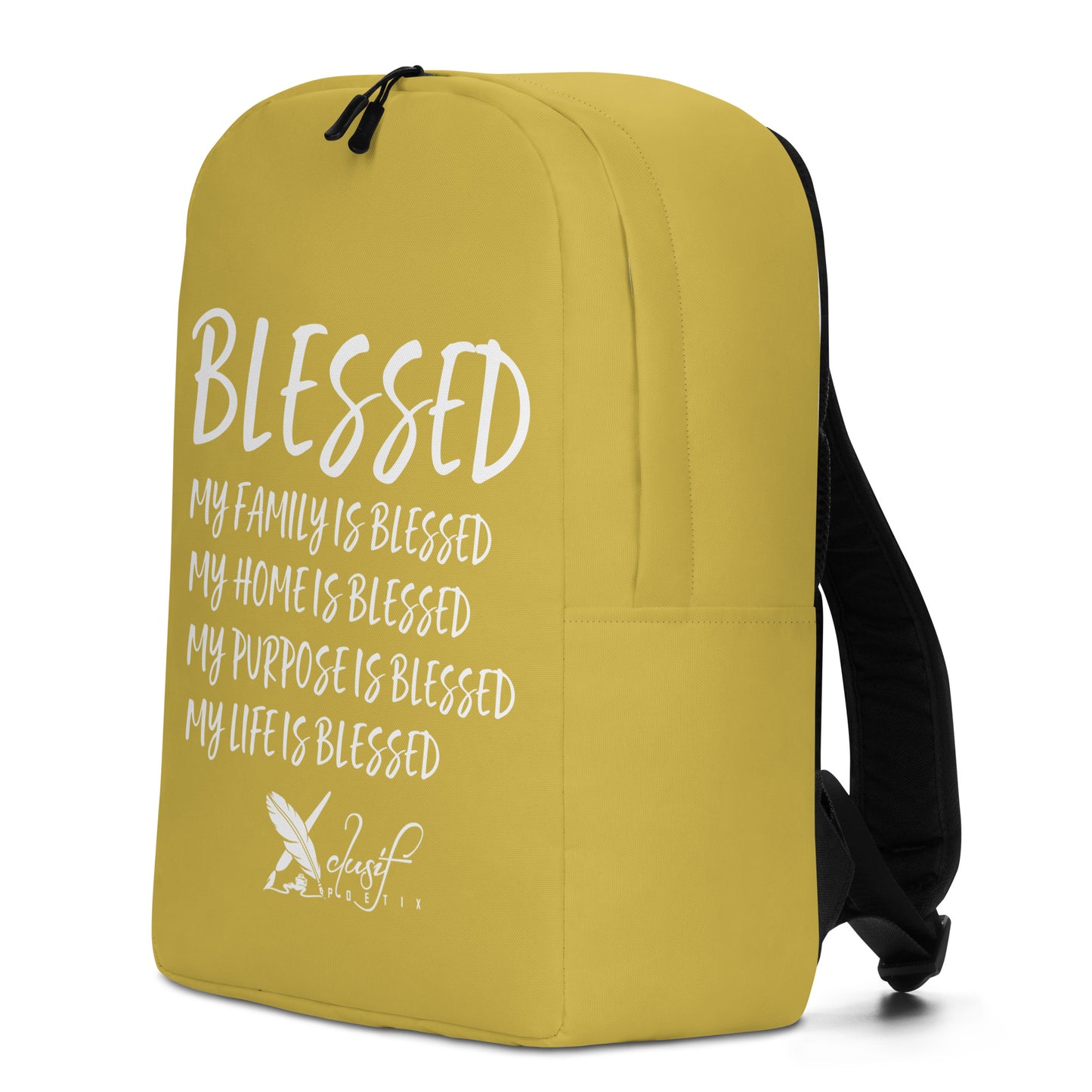 BLESSED BY XCLUSIF POETIX GOLD & WHITE Minimalist Backpack