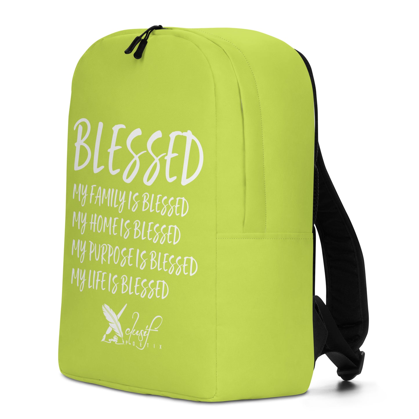 BLESSED BY XCLUSIF POETIX LIGHT GREEN & WHITE Minimalist Backpack